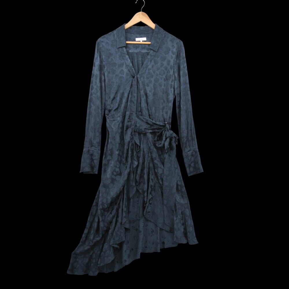 Parker Asymmetrical Leopard Jacquard Wrap Dress Size 4